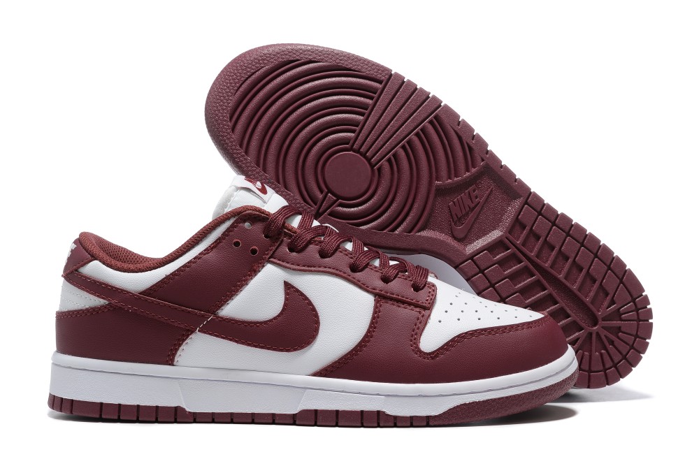 Women's Dunk Low Burgundy White Shoes 191 Women's Dunk Low Burgundy White Shoes 191